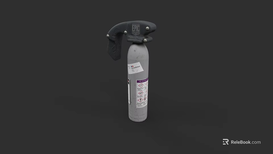 Fire Extinguisher Type Weapon With Silver Cylinder Black Handle And Nozzle 3d model 