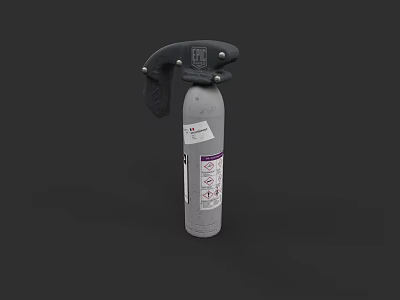 Fire Extinguisher Type Weapon With Silver Cylinder Black Handle And Nozzle 3d model