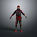 Game Character With Red Hair Black Gloves And Black Red Outfit As Fantasy Creature