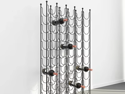 Modern Black Metal Wine Rack With Open Design For Multiple Wine Bottles Storage 3d model