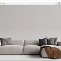 Beige And Light Gray Sectional Sofas With Patterned Pillows And Throw Blanket 3d model