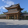 Chinese-style ancient building, ancient gallery, pavilion and temple 3d model