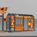 Music Themed Bus Stop Photo Spot With Neon Sign Jazz Elements And Seats