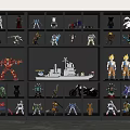 Modern Glass Door Display Cabinet With Multiple Shelves For Action Figure Collectibles