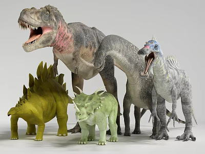 Reptile Dinosaur Models Featuring Various Species With Colorful Details And Poses 3d model