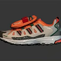 Kids Pink Orange Green Sports Sneakers With Stripes And Velcro Strap White Sole