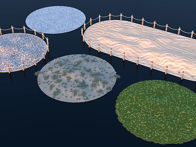 Sand Pile Wood Hemp Rope Fence Round Guardrail Grass Pebbles Round Stone Sand Sand Beach Off-road Vehicle Platform Off-road Vehicle Scene 3d model