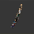 Colorful Game and Movie Characters Holding Hands Forming Circle on Gray Background with Reflections