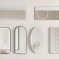 Various Decorative Mirrors In Different Shapes For Modern Home Interior Design 3d model