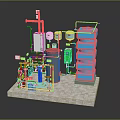 Industrial Equipment System With Blue Green White Tanks Pipes And Control Structure