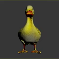 Yellow Decorative Duck Figurine Featuring Shiny Feathers Orange Beak And Feet