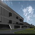 Aerial View Planning of Industrial Park with Green Roofs and Neatly Arranged Buildings