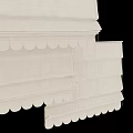 Classic Beige Linen Roman Shades Featuring Pleated Design And Scalloped Edges