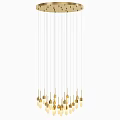 Elegant Modern Gold Chandelier With Multiple Hanging Pendant Lights For Interior Decor 3d model