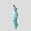 Blue And White Striped Strapless Fitted Dress For Summer Fashion Style