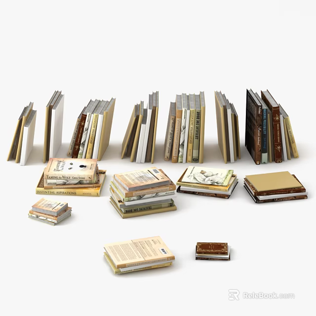 Varied Books and Magazines Collection With Stacks of Different Sizes And Colorful Covers 3d model 
