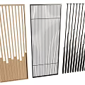 Modern Wooden and Black Metal Striped Room Dividers with Different Designs