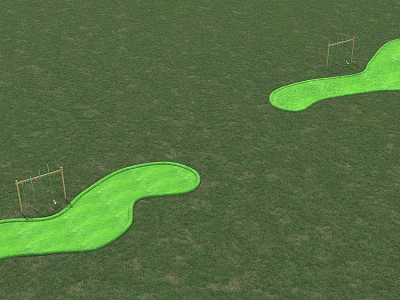 Kindergarten Safe Outdoor Playground With Green Turf Play Areas And Goalposts 3d model