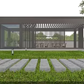 Modern Garden Landscape Design With Pavilion Lawn Stone Pathway And Greenery