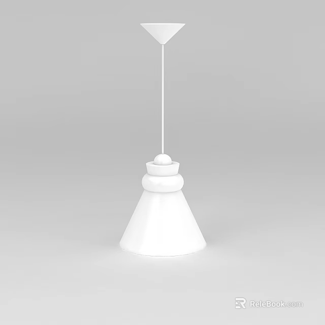 Minimalist White Pendant Light With Conical Shade And Simple Design For Modern Interiors 3d model 