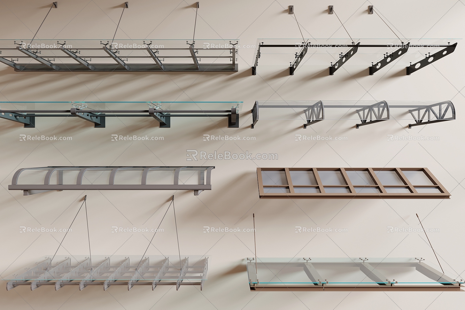 Steel Structure Canopy Glass Canopy 3d model