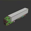 Green Cab White Trailer Large Commercial Truck With Reflective Surface