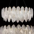 Elegant Crystal Chandelier With Transparent Leaf Shaped Pieces Circular Arrangement Decorative Pendant Light