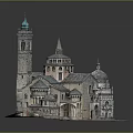 Historic Stone Building With Green Dome Tower And Multiple Architectural Roofs Design