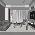 Modern Living Room Interior With Brown Sofa Accent Chair Coffee Table Floor Lamp And Fireplace