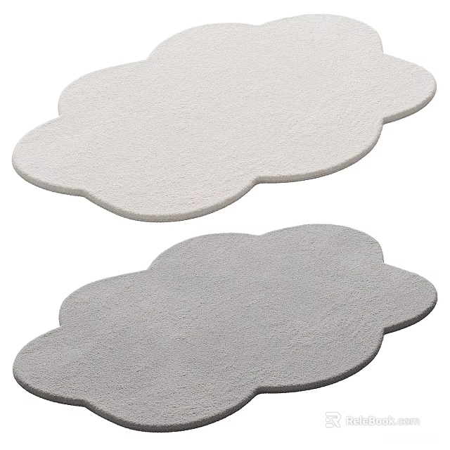 White and Gray Cloud Shaped Stylish Rugs for Home Living Room Decor 3d model 
