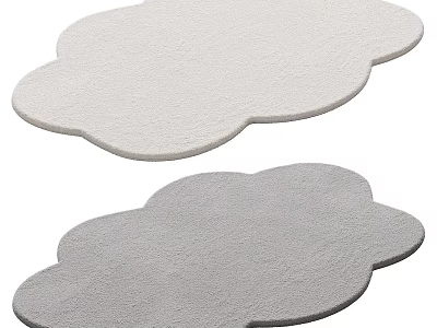 White and Gray Cloud Shaped Stylish Rugs for Home Living Room Decor 3d model