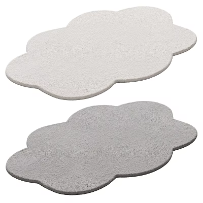 White and Gray Cloud Shaped Stylish Rugs for Home Living Room Decor 3d model