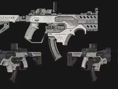 Flexible Tactical Gun Concept Design Showcasing Modern Structure And Multiple Views 3d model
