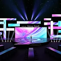 Galaxy Note9 Launch Event Stage With Large Screen Colorful Lights And Presenter 3d model