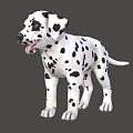 Cute Dalmatian Puppy With Black Spots And Tongue Out Looking Playful