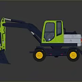 Green And Black Compact Functional Vehicle With Four Wheel Design And Front Excavator Bucket