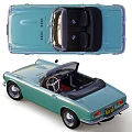 Aqua Vintage Convertible Classic Car Front And Rear