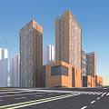 Modern Geometric Residential Buildings Architectural Exterior Design With Surrounding Roads And Green Spaces