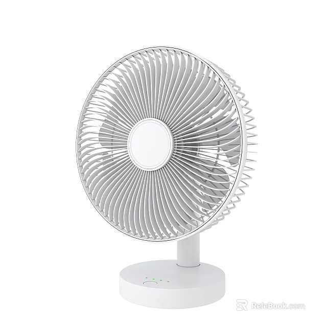 Sleek Modern White Air Cooler Fan With Circular Grille And Base Control Buttons Design 3d model 