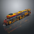 Detailed 3D Model Of Vintage Yellow Red Train With Locomotive Carriage And Wheels