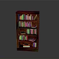 Wooden Bookshelf With Multiple Shelves Filled With Various Books In Home Library
