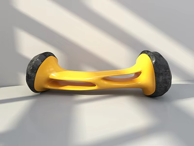 Modern Yellow Public Chair With Curved Design And Black Base Details 3d model