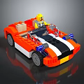 Lego Building Blocks Open Top Car with Orange White Black Design Yellow Driver Storage Box