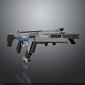 Futuristic Sci Fi Gun With Gray And Blue Mechanical Structure And Sleek Design 3d model