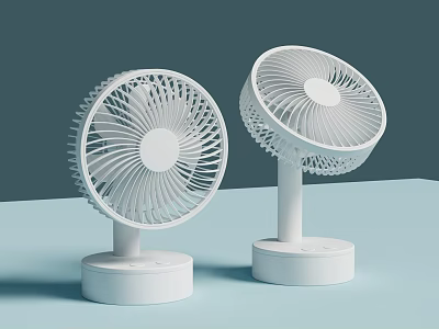 Two White Modern Design Desktop Air Conditioner Fans For Home Tabletop Use 3d model