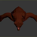 Low Poly Red Bear 3D Model With Standing Pose And Open Arms