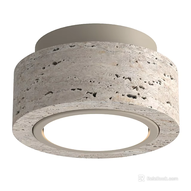 Modern Minimalist Downlight Spotlight With Travertine Stone Honeycomb Texture Circular Ceiling Mounted Design 3d model 