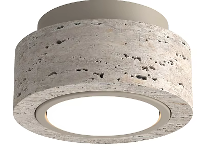 Modern Minimalist Downlight Spotlight With Travertine Stone Honeycomb Texture Circular Ceiling Mounted Design 3d model