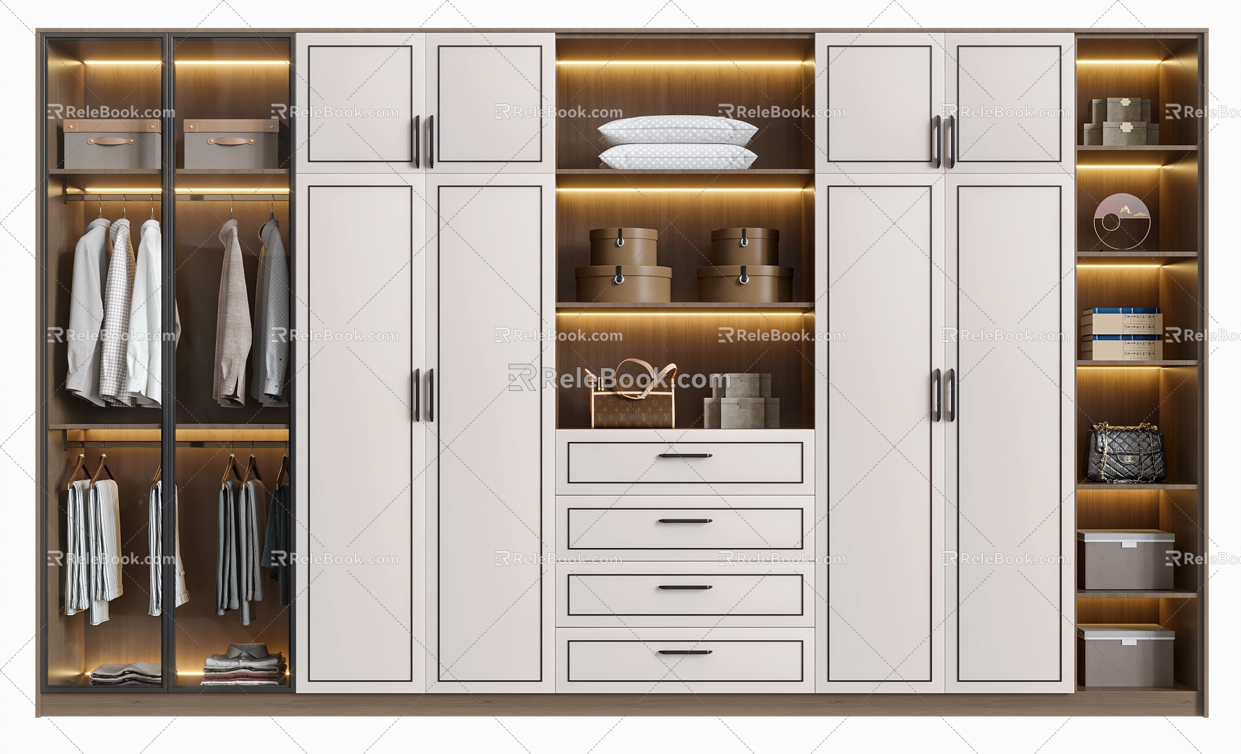 New Chinese-style Wardrobe Wardrobe Solid Wood Wardrobe Master Bedroom Wardrobe to Top-style Multifunctional 3d model