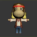 Cartoon Animal Character With Brown Fur Red White Top Blue Pants And Yellow Headband Decorations